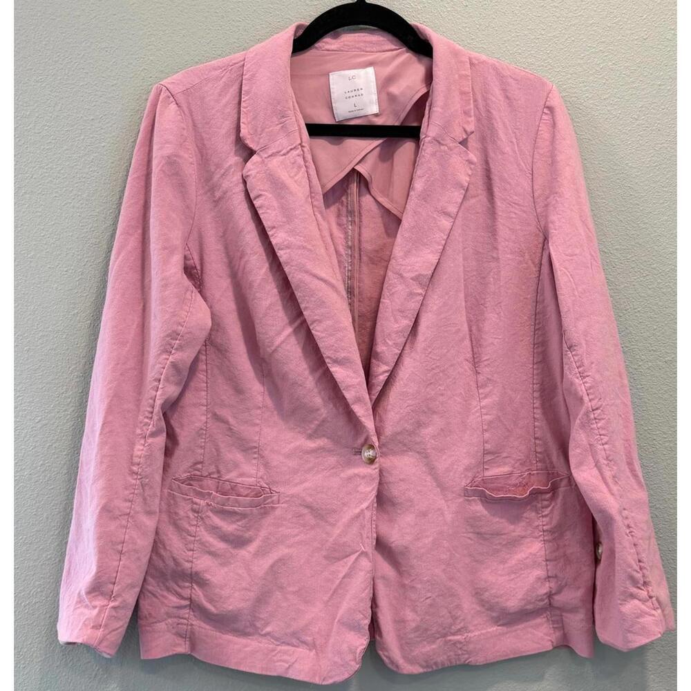 Lauren Conrad Pink Linen Blend Blazer Jacket, Women's Large